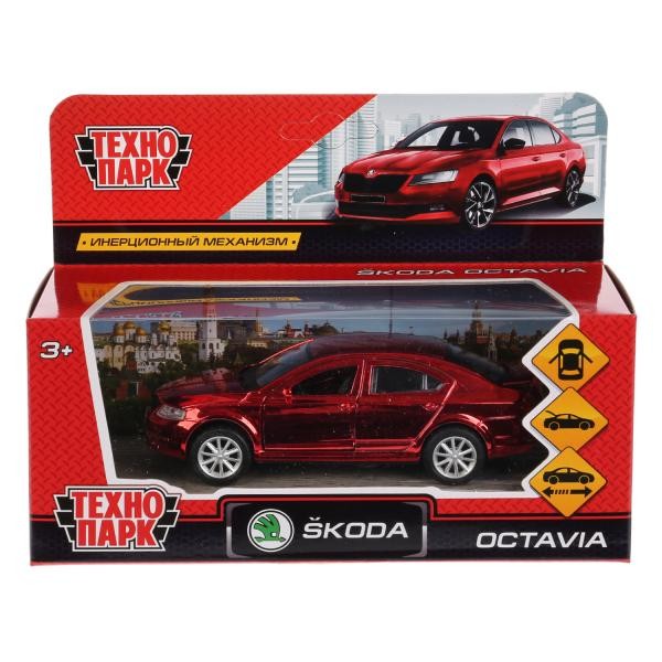 Модель OCTAVIA-RD-CH Skoda Octavia хром красный Технопарк  в кор.