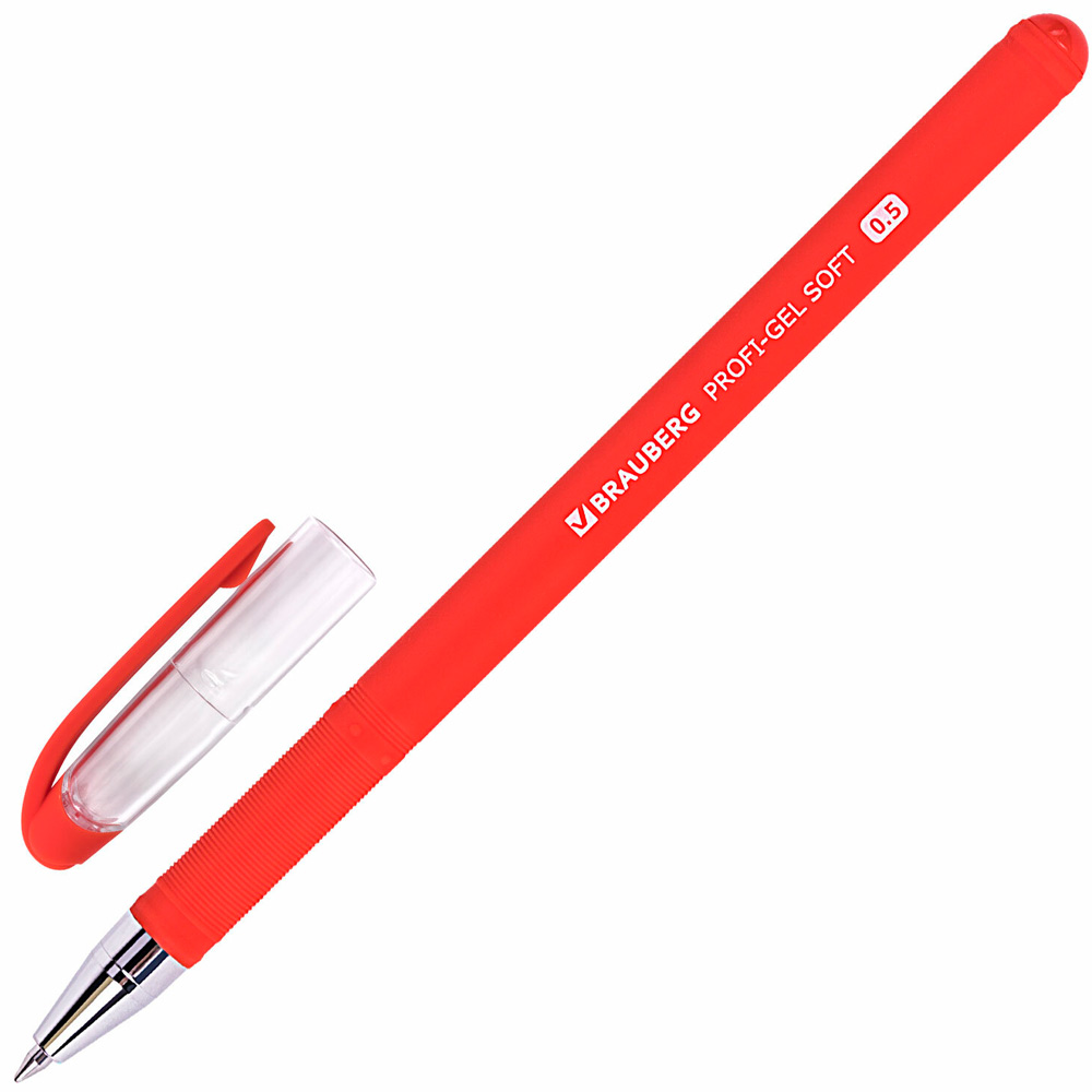 Ручка гелевая красная Profi-Gel SOFT линия 0,4мм, BRAUBERG 144131