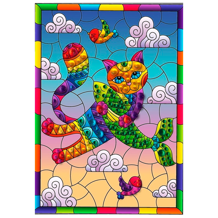 Набор для творчества Сказочные самоцветы Котик с рыбкой DT-1044-1