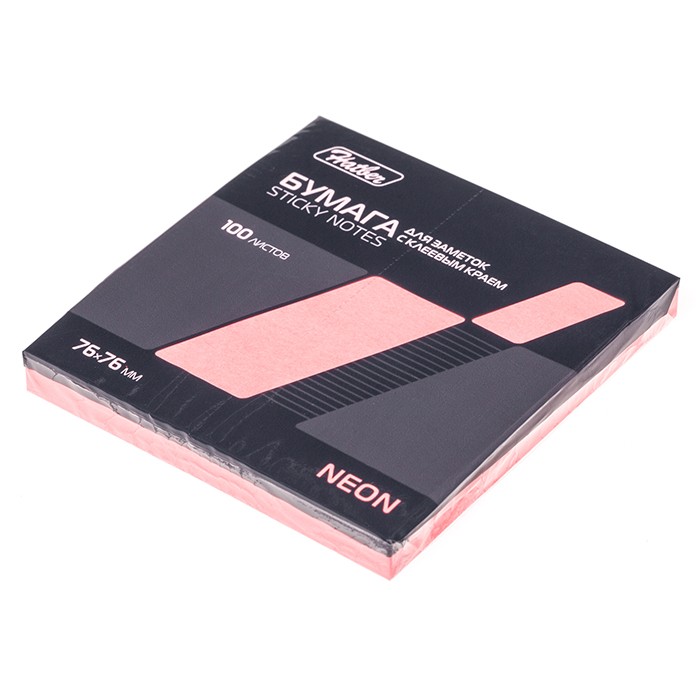 Блок бумаги для заметок 100л. 76*76см с клеевым краем NEON розовая LS_76033 Hatber .