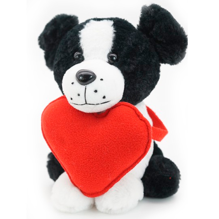 Мягкая игрушка Собака Бимка 20 см с красным флисовым сердцем 097342