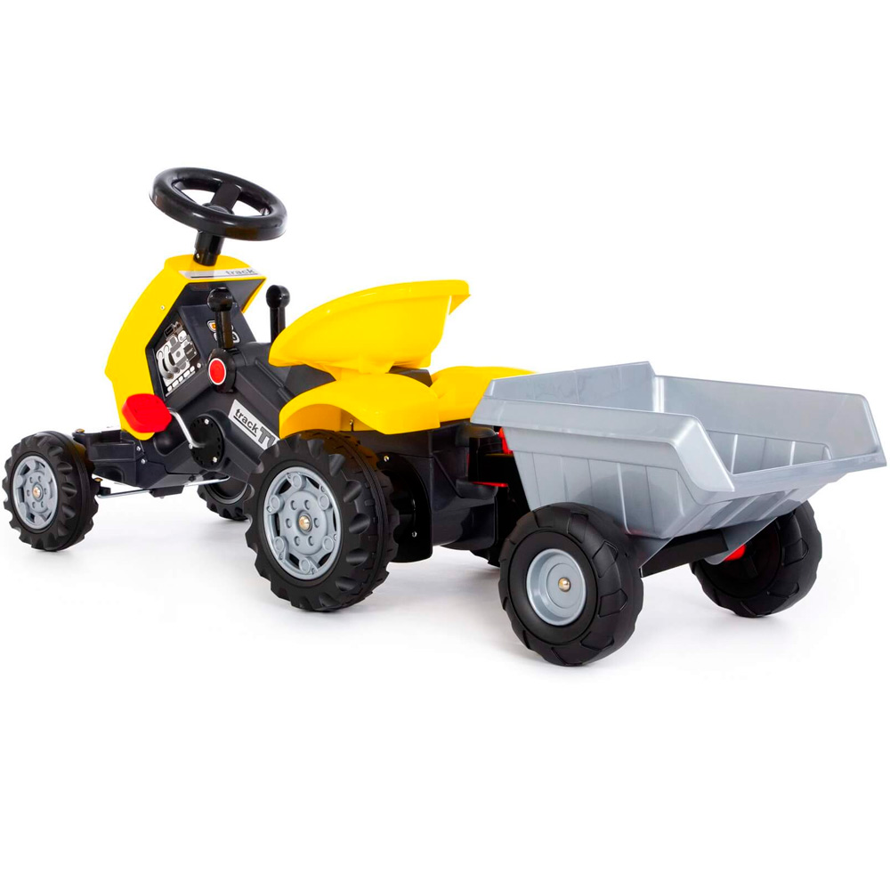 Каталка-трактор с педалями "Turbo-2" (жёлтая) с полуприцепом 89342 П-Е /1/