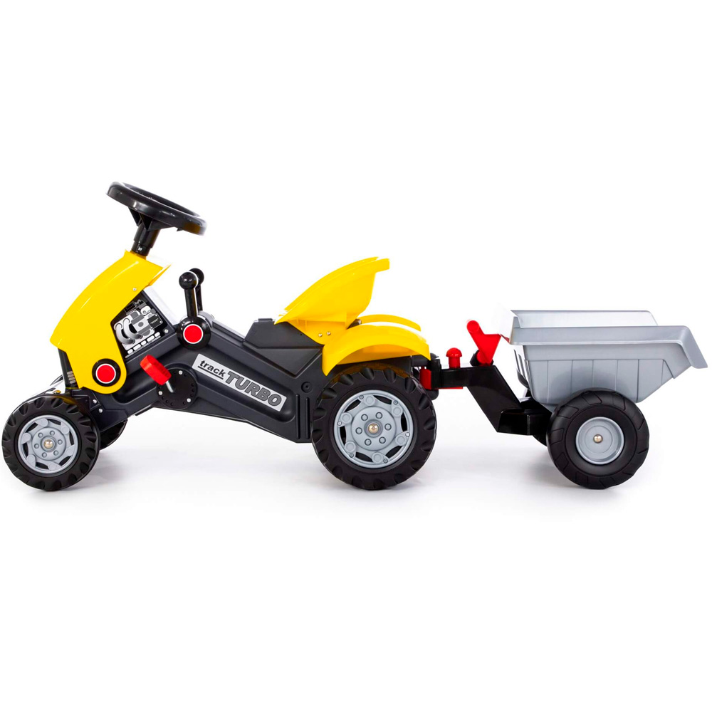 Каталка-трактор с педалями "Turbo-2" (жёлтая) с полуприцепом 89342 П-Е /1/