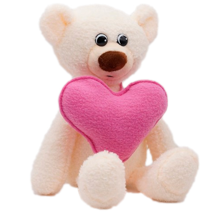 Медведжонок Ермак белый с розовым сердцем 21/30 см 9678W21-33